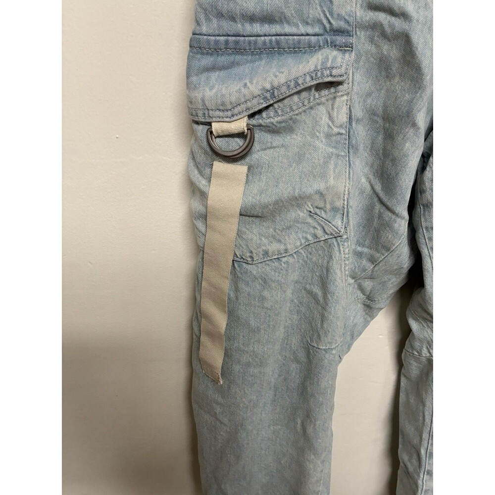 We The Free Hazel Pull On Drop Waist Harem Cargo Pocket Jeans Light Wash XL - Picture 3 of 9